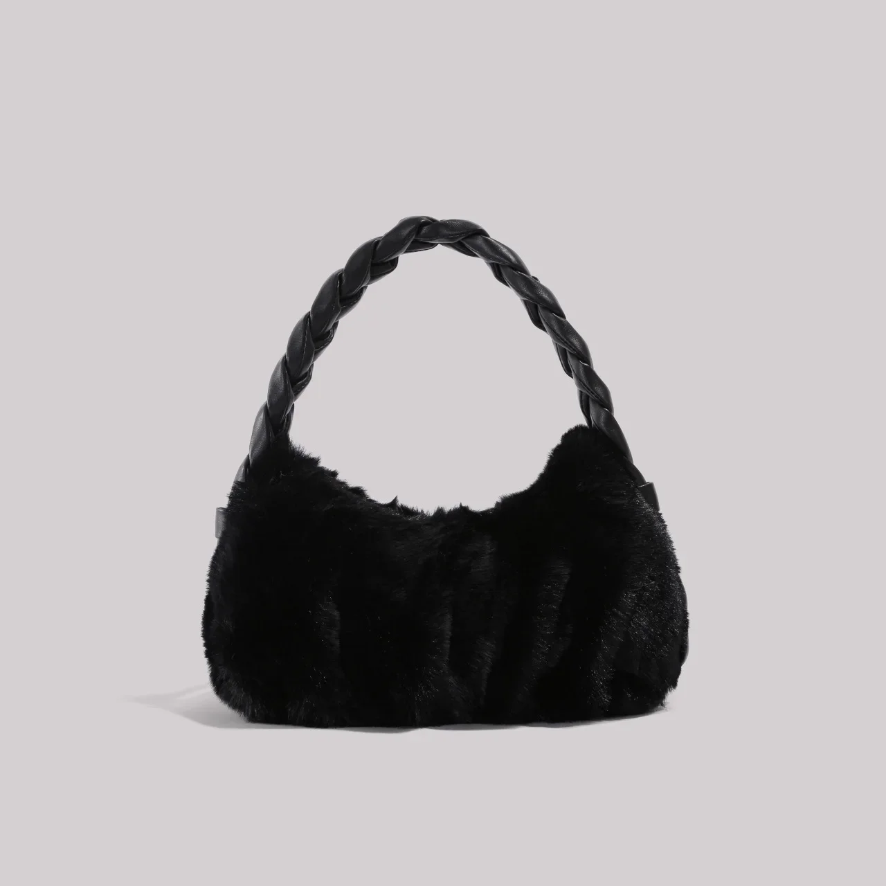 thumbnail image 1 of Bolso de temperamento para mujer, bolso de mano de felpa, bolso de mano de piel, bolso de hombro mullido, bolso de mano de diseñador de lujo con asa superior, 1 of 5