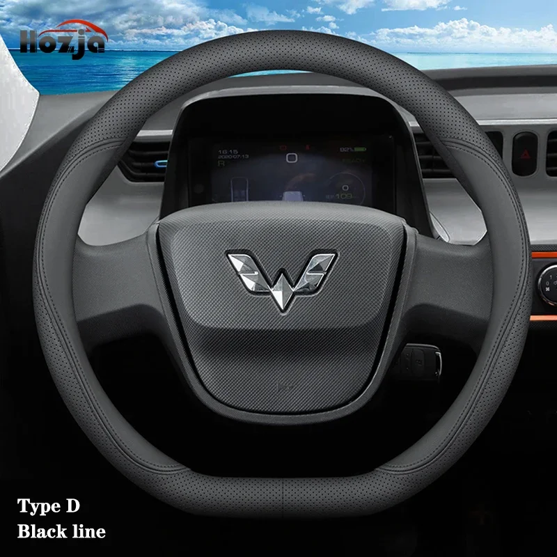 

4Colors 37-38cm Steering Wheel Cover Leather Anti Slip Steer Wheel Protector Breathable Fiber Braid Universal Steering Cover