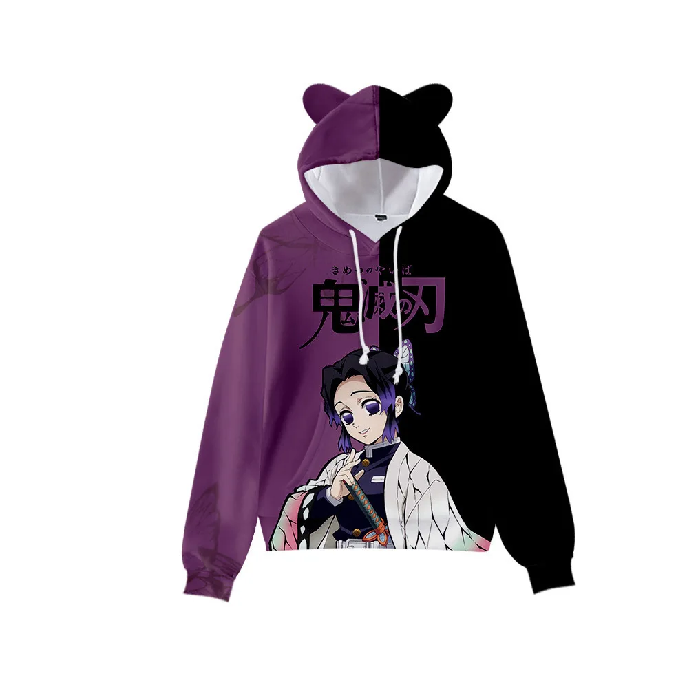 Japan Anime Demon Slayer Print Pullover Cute Cat Ears Hoodies for Men Cartoon Sweatshirt Cosplay Costume Hoodie Sweatshirts худи- Sa0eeb446f23945fc8925300f380a56364