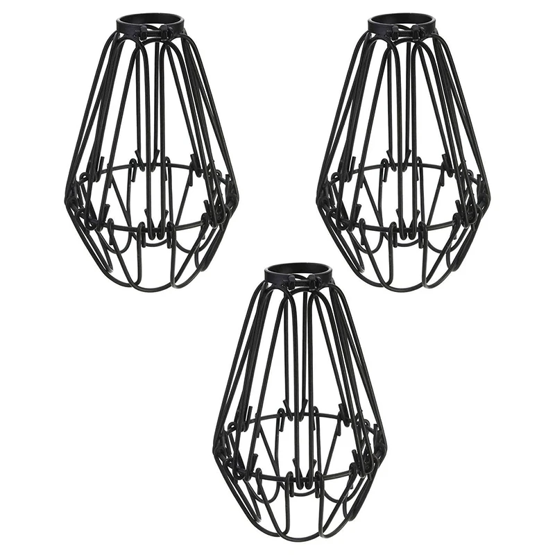 

3 Pcs Iron Bulb Guard Lamp Cage, Ceiling Fan And Light Bulb Covers, Industrial Vintage Style Hanging Pendant Light Fixture Lamp