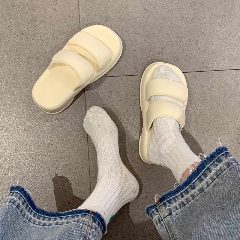 2023 Slippers New EVA Couple Home Outdoor Slipper Summer Beach Unisex Bedroom Shoes Ladies Flip Flops Thick Bottom Sandal