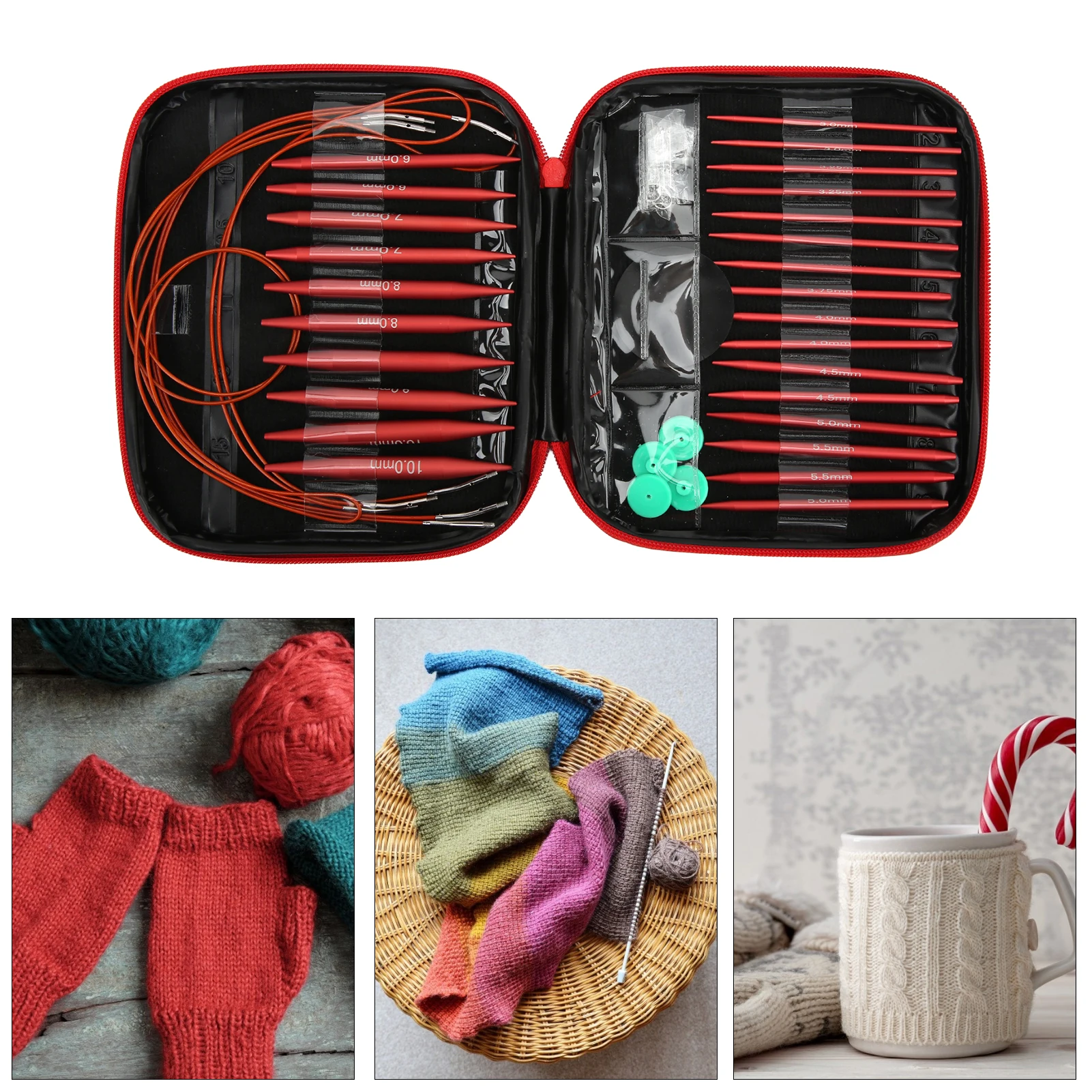 Knitting Needles Set Various Sizes Available Detachable Circular Interchangeable Knitting Needles Crochet Kit for Gift