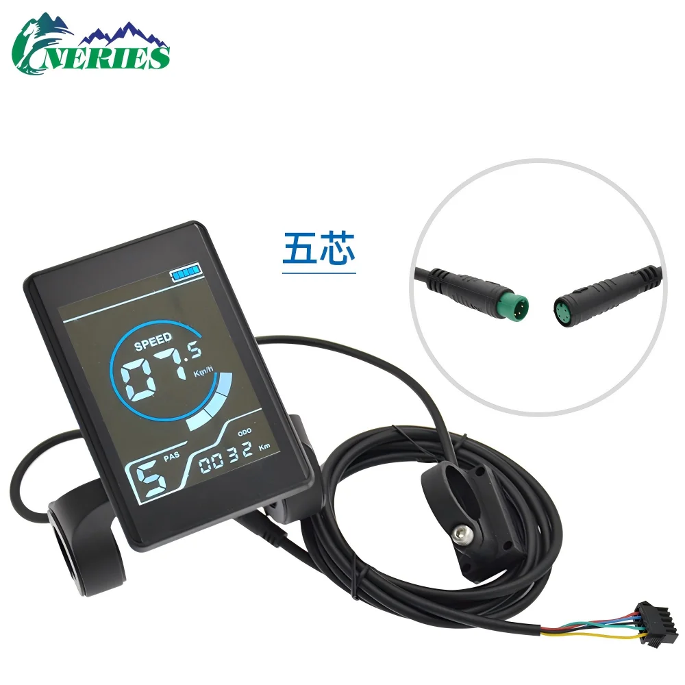 5코어 전기 자전거 컬러 LCD 디스플레이 화면 X1 스쿠터용 방수 대시보드는 24V 36V 48V와 호환됩니다.