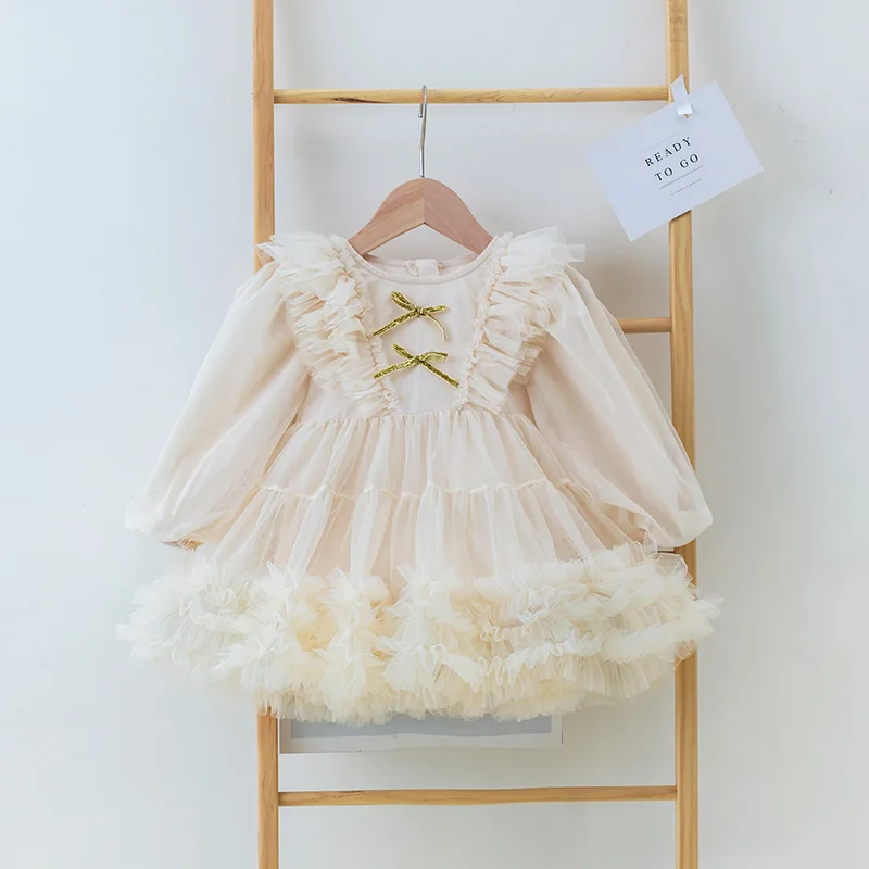 Baby Girl Princess Tutu Dress Infant Toddler Butterfly Puff Sleeve Child Tulle Vestido Pageant Party Birthday Baby Clothes L342