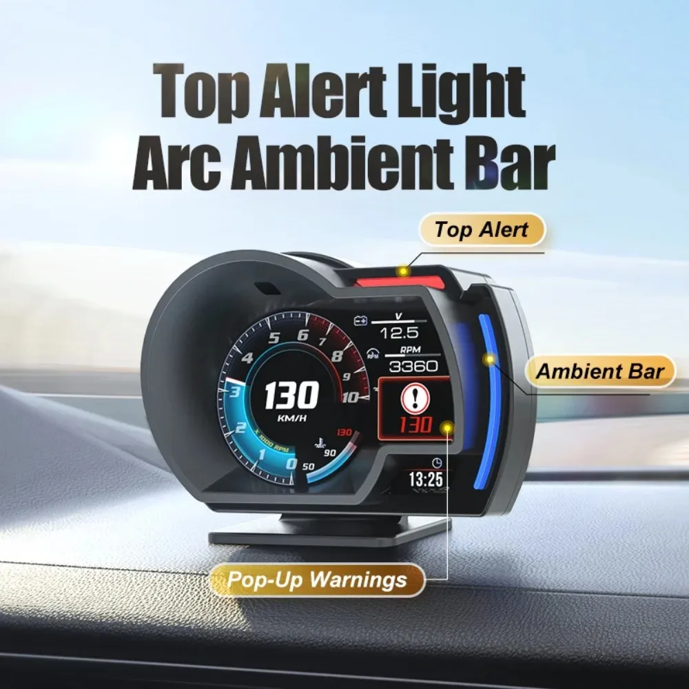 A520 OBD+GPS HUD 3.5인치 속도 경고 듀얼 모드 LCD 제스처 컨트롤 자동차 진단 도구 (레이싱카 범용)