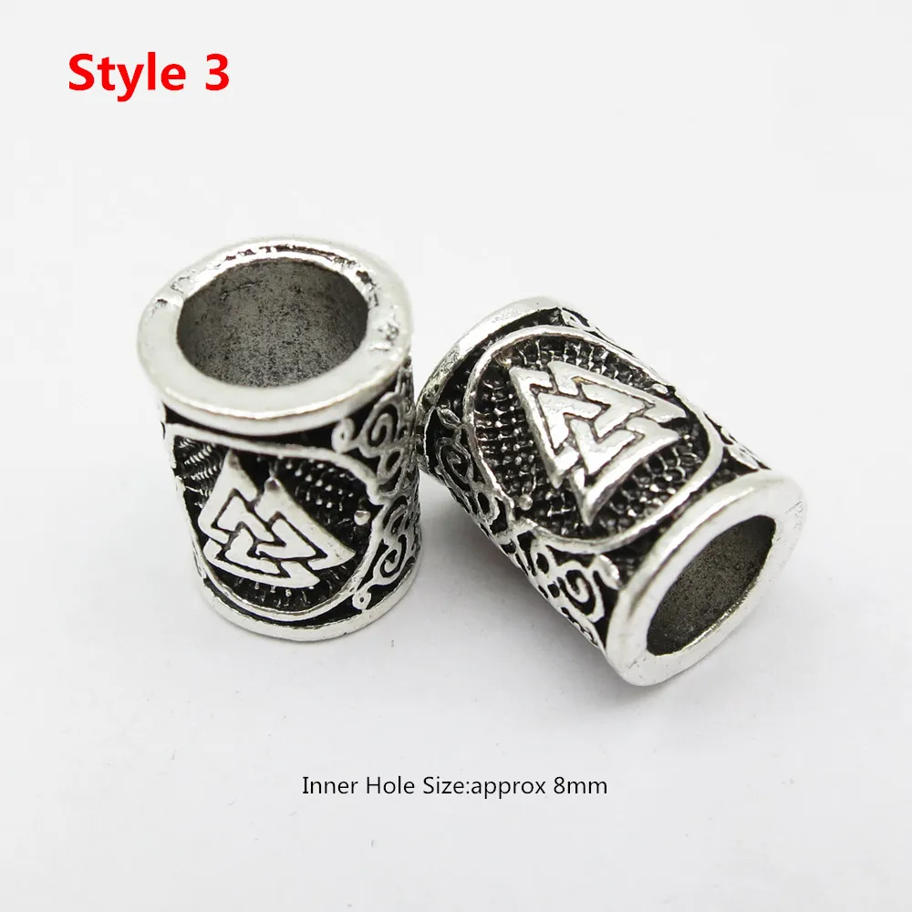 5pcs/2pcs Big Hole Rune Metal Viking Jewelry Beads For Hair Beard Dreadlock Braid hair braid accessories ring beads ring beads hair extensions tools For men women Hair Accessories