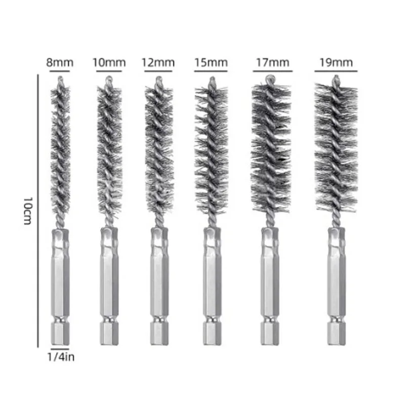 New 6 Pcs 8-19mm Wire Tube Machinery Cleaning Brush Rust Cleaner Washing Polishing Tools for Automotive Manufacturing Processing 2