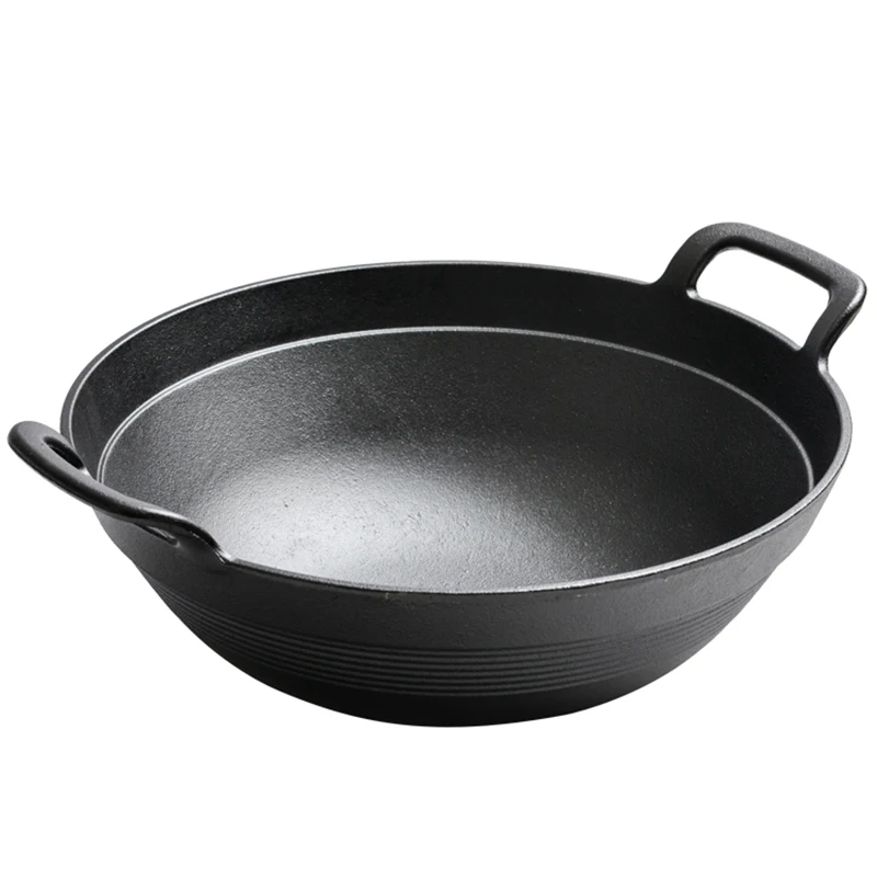 ZXFDMSWJ Cast Iron Wok Pan Large Iron Pan Extra Large Pot Old-Fashioned  Thick Cast Iron Pan Canteen Cooking Cooked Iron Pan Oversized Infinite