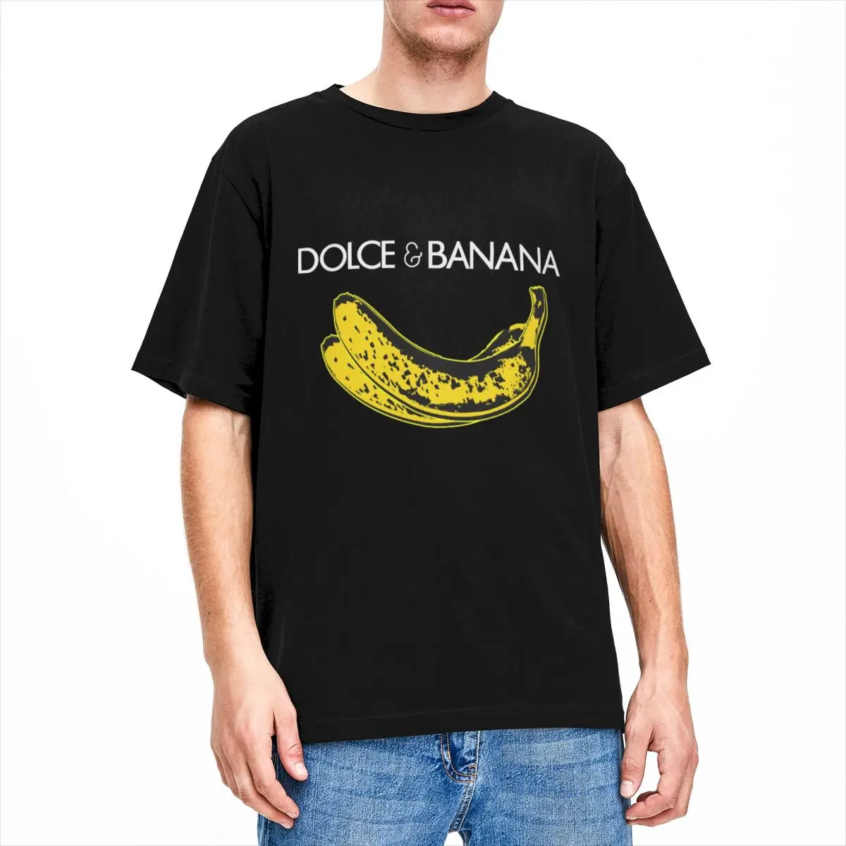 

Vintage T-Shirt Yellow Banana 100% Cotton T Shirts Fruit Distress Hip Hop Tshirt for Men's Summer Loose Short Sleeve Top Tees