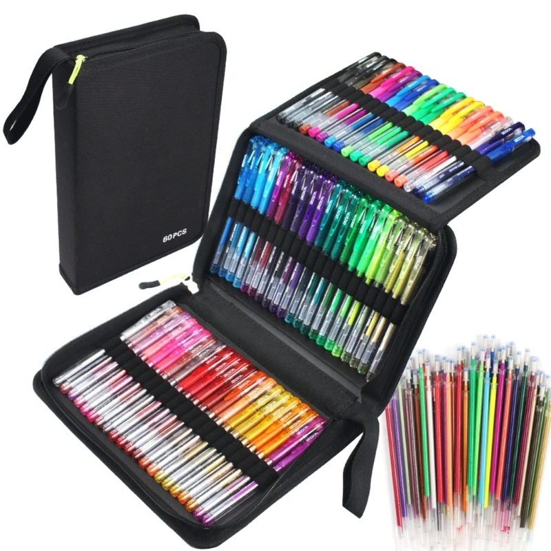 

DXAB Glitter Gel Pens for Colouring Books Drawing 60 Colouring Pens with 60 Refills