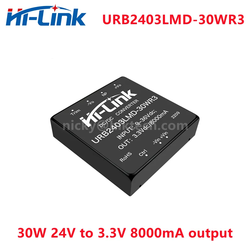 Hi-Link 30W DCDC 24V to 3.3/5/12/15/24V Output Isolated Step Down Converter URA2415LMD-30WR3 Switching Power Supply Module