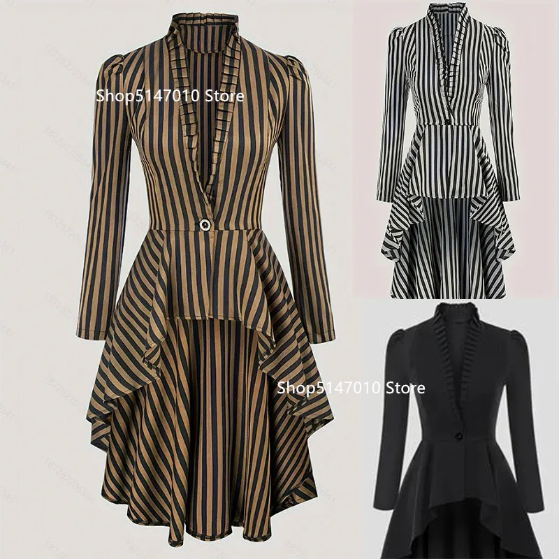 

Женская куртка в викторианском стиле стимпанк, винтажная куртка с длинным рукавом, пиратский костюм