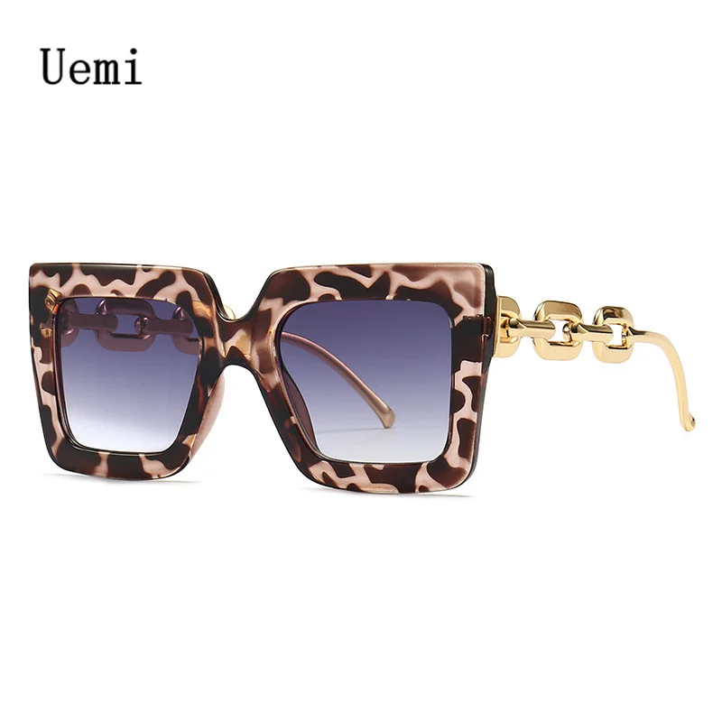 Designer Women's Sunglasses Square Metal Chain Vintage Style_voghion.com
