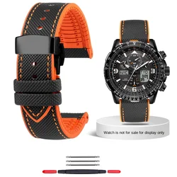 Premium Sports Waterproof Rubber Watchband - Blue Angel Series - 23mm (A - black orange - silve)