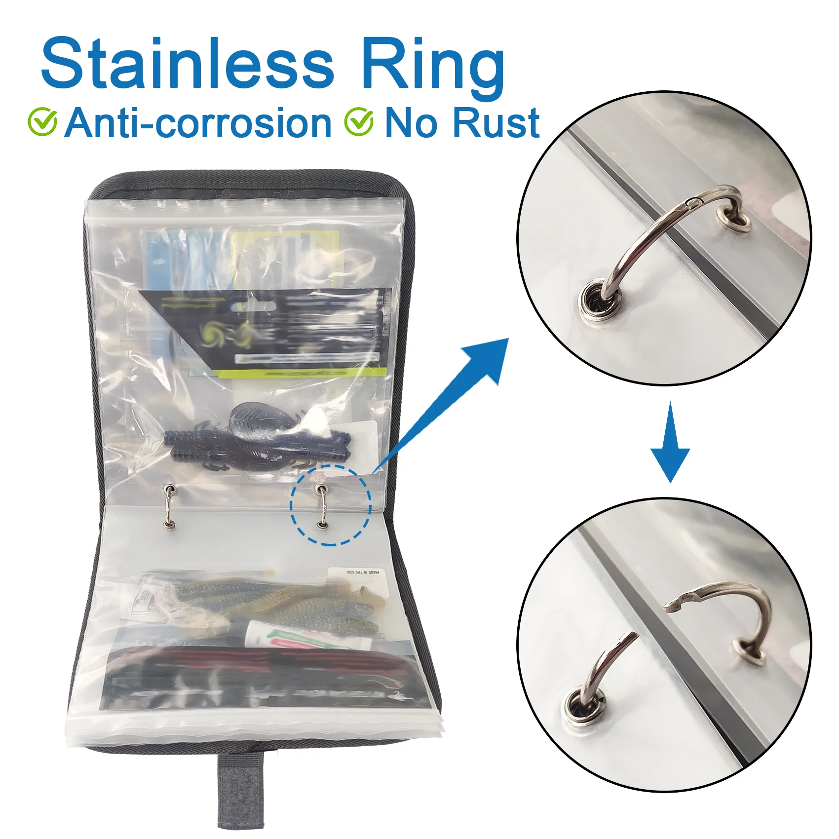 Aventik Fishing Soft Lure Bag Fishing Tackle Binder Lure Soft Bait Storage  Bag Nylon 10 Detachable Transparent Sleeve