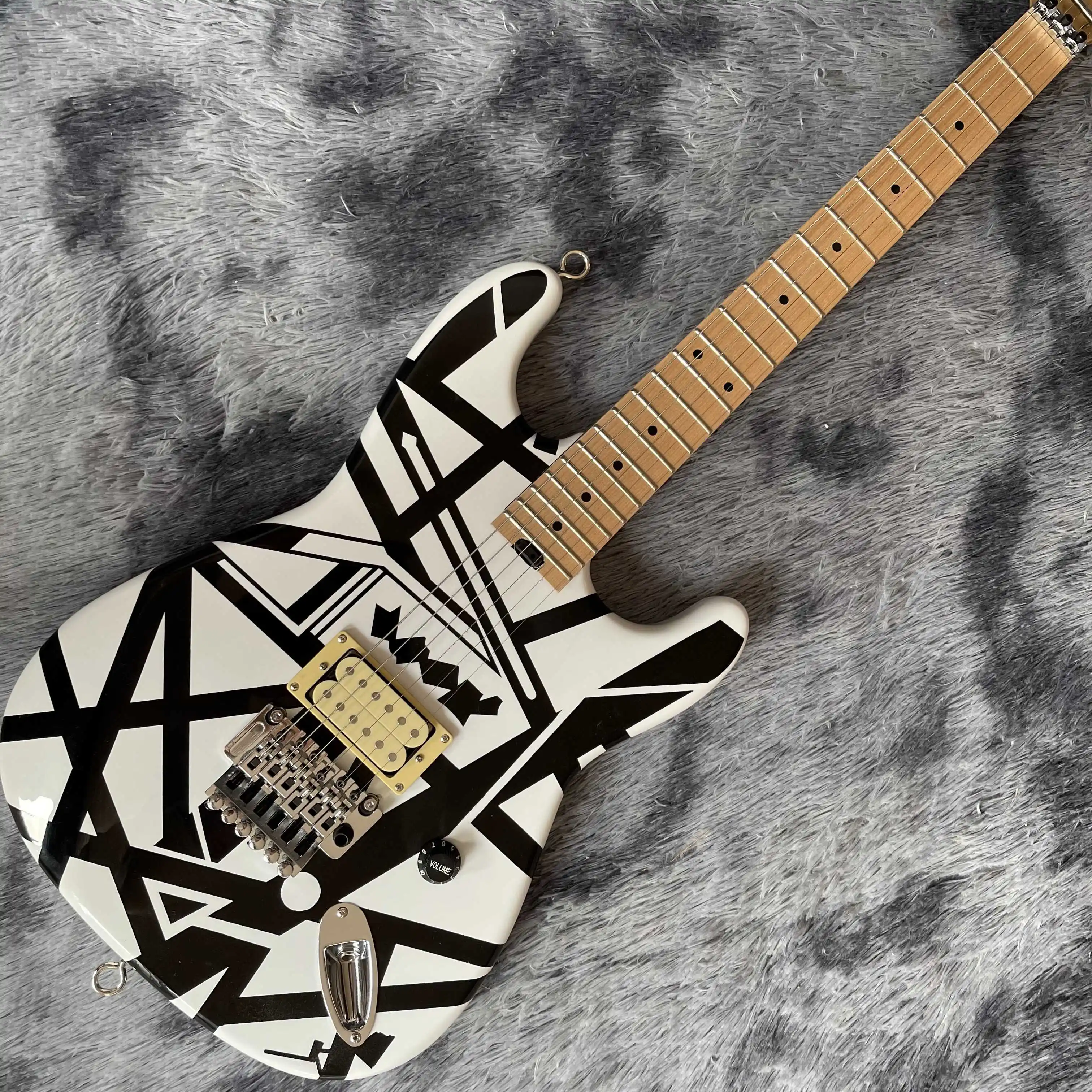 

Free shipping,White, black stripes, fashionable pattern , special-shaped, unique, electric guitar,2022 new pop, high-end custom,