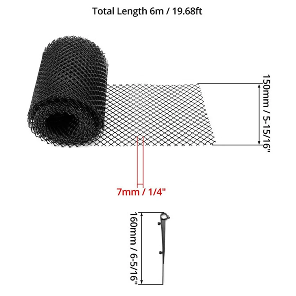 1PCS Gutter Guard Mesh Cover With Hook 15cm Black Plastic Anti-Clog Mesh Rain Protection Cover Filter Home Garden DIY Parts