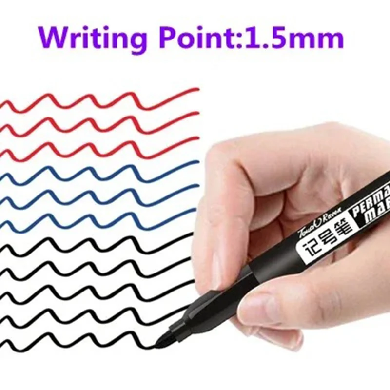 3 Pcs/Set Permanent Art Marker Pen Fine Point Waterproof Ink Thin Nib Crude Nib Black Blue Red Ink 1.0mm Fine Color Marker Pens