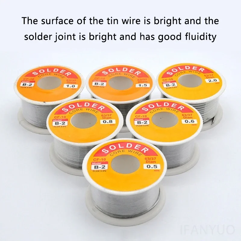 Soldering Wire Soldering Tin Wire Welding Wires 100g 0.5mm 0.6mm 0.8mm 1.0mm 1.2mm 1.5mm 2.0mm Soldering Tin Welding Wire Low Melting Soldering Rosin Solder Wire Roll
