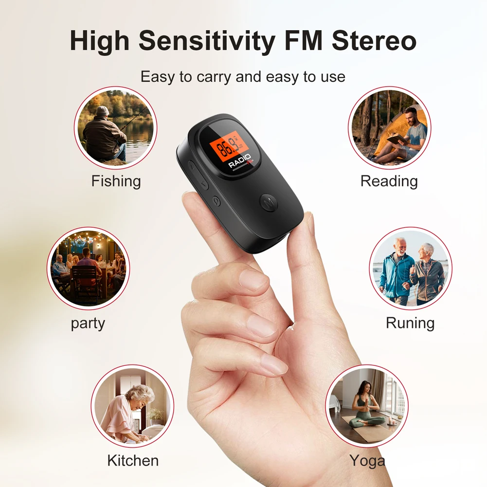 Portable Radio Digital Tuning Pocket Radio with 3.5mm Earphone Battery Operated Radio with Pocket Clip for Walking Jogging