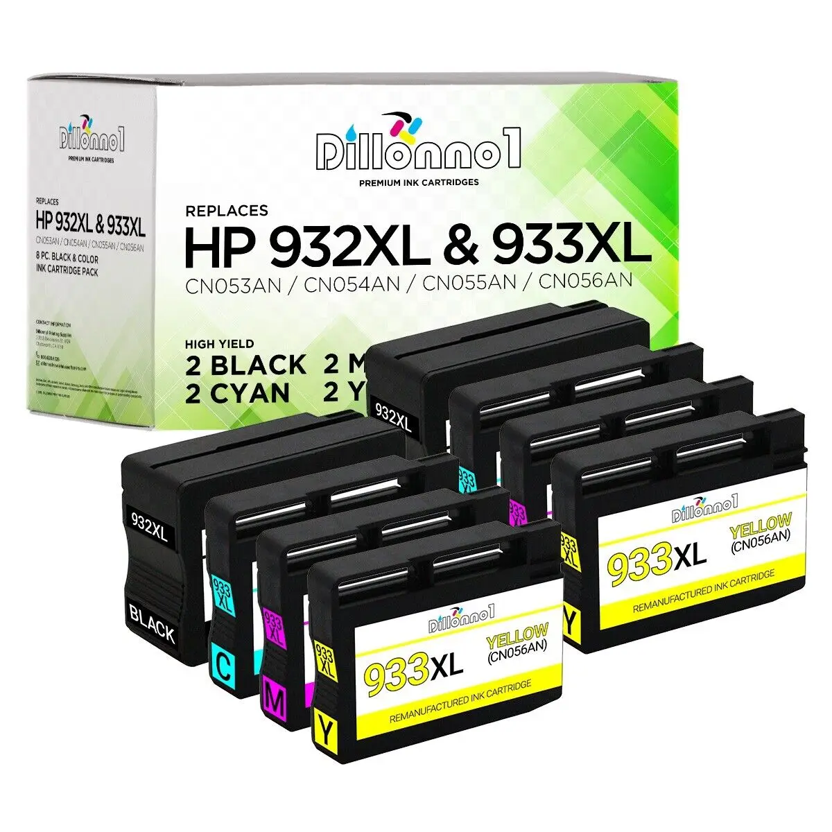 Inchiostro 8Pk 932 Xl 933 Xl (Cn053A/Cn054A/Cn055A/Cn056A) Per Hp Officejet 6700 7610