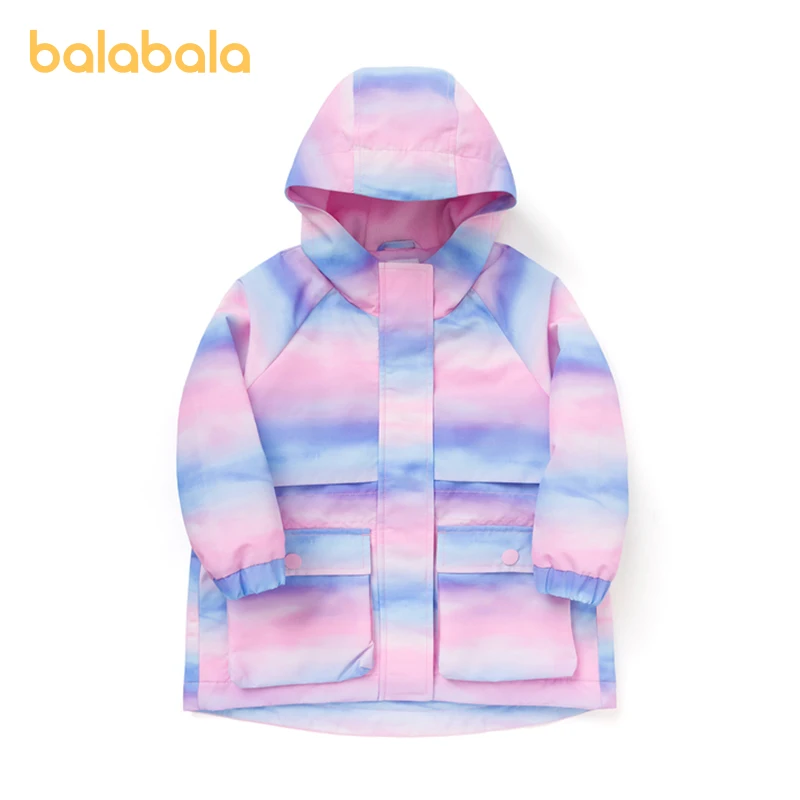 

Balabala 2023 пальто для маленьких девочек, топы, весна-осень, Модные индивидуальные Простые Топы с капюшоном