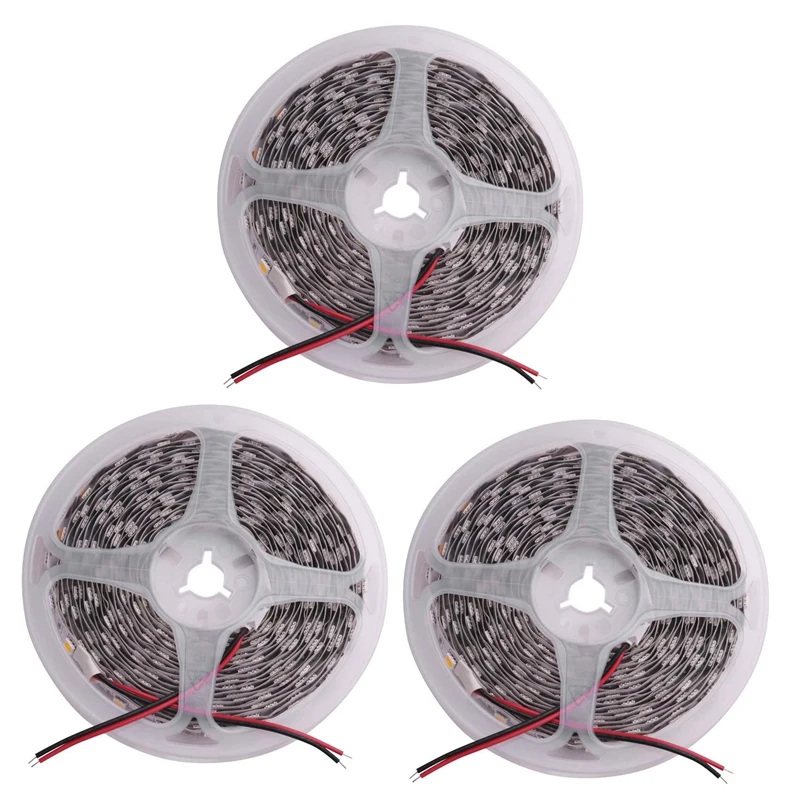 

3Pcs 5M 300 Warm White LED 5050 SMD Flexible Light Lamp Strip 12V DC Home Club