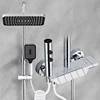 Black Piano Bathroom Shower System Solid Brass Hot Cold Bathroom Mixer Faucets Rain Shower Head Luxury Piano Bathroom Shower Set 6
