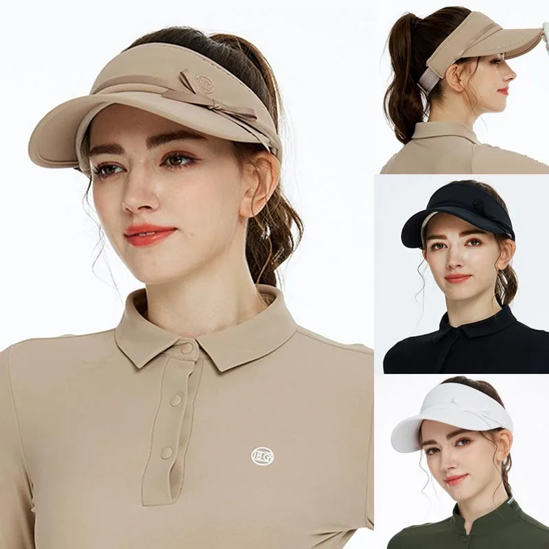 BG Spring Summer Golf Cap Women's Breathable Sunscreen Empty Top High-end Hats Sports Autumn Bowknot Tennis Running Golf Caps