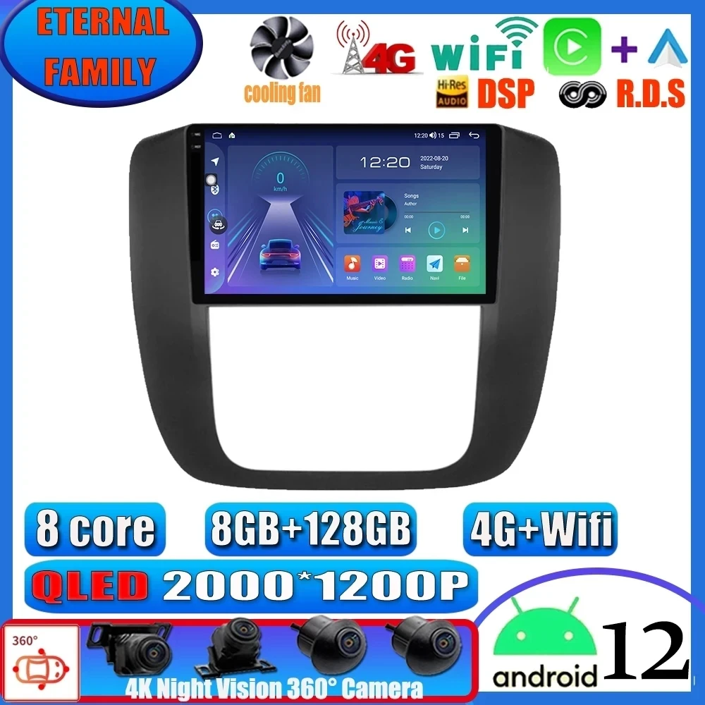

Android 12 Carplay auto For GMC Yukon Chevrolet Tahoe Suburban 2007 - 2012 Car Radio Multimedia Video Player GPS Navigation DSP
