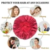 Satin Wide Brim Nightcap Shower Caps Silk Bonnet Elastic Soft Band Styling Cap Soft Silk Sleep Cap Bathroom Products 3