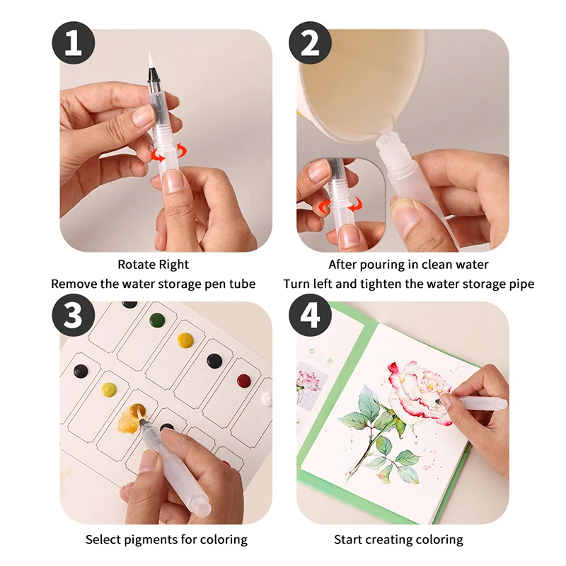 1Set Creative Coloring Book Watercolor Painting Set With 12-Color Solid Paint Kids Stress Relief Parent-Child Watercolor Art Kit - 4