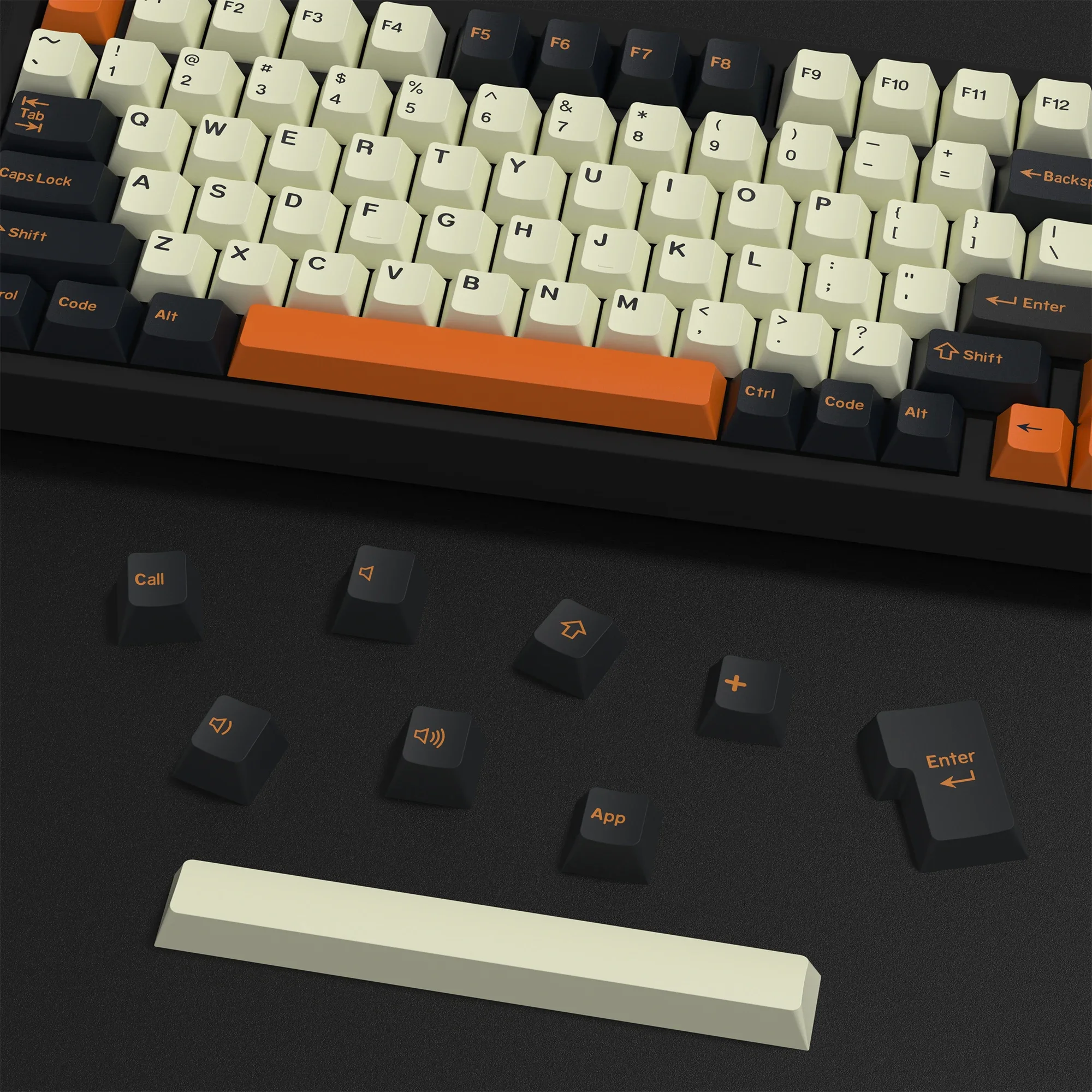 Cherry Profile PBT Double Shot Keycap Set - GMK Carbon Design, 176 Keys