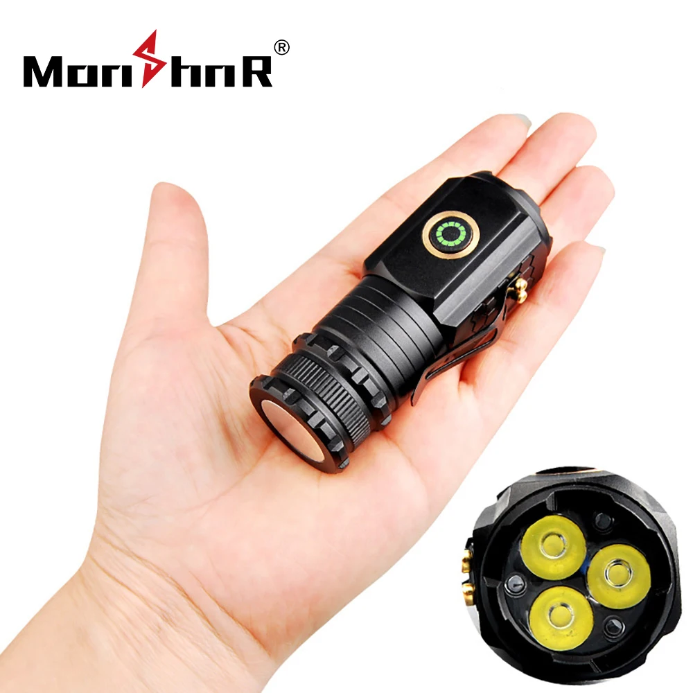 Powerful Mini EDC LED Flashlight 2000LM Super Bright Keychain Light USB Rechargeable Torch Camping Lantern with Power Indicator