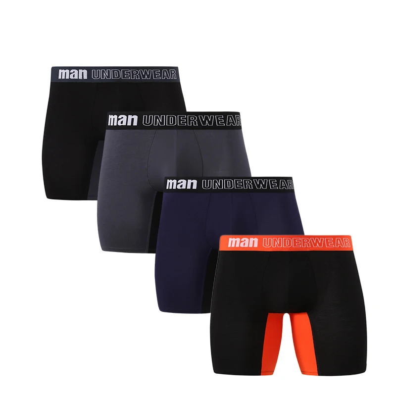 3Pcs/lot Large Size Men Panties Underwear Cotton Long Leg Boxer Shorts Mens Mid Waist Underpants Cuecas U Bluge Pouch Boxers