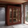 Home Sauna Room for 3 Person Hemlock Wooden Indoor Sauna Spa - Bluetooth Speaker, Heating Plate, Touch Control Panel Temperature 6