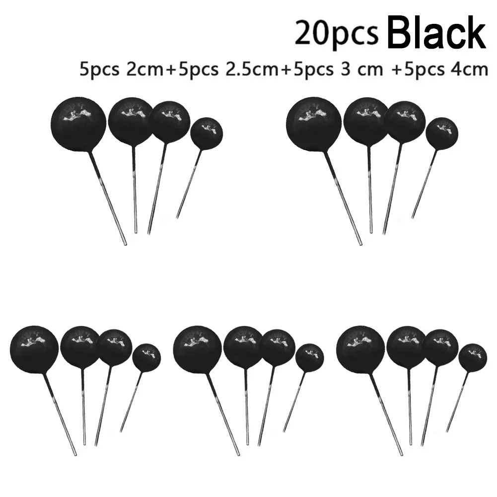 20 stücke Ball Für Kuchen Topper Geburtstag Neue 2/2,5/3/4 cm Weiß/gelb/schwarz/lila/rot Kuchen Topper Cupcake Topper Für Kuchen Dekor – Detail 7