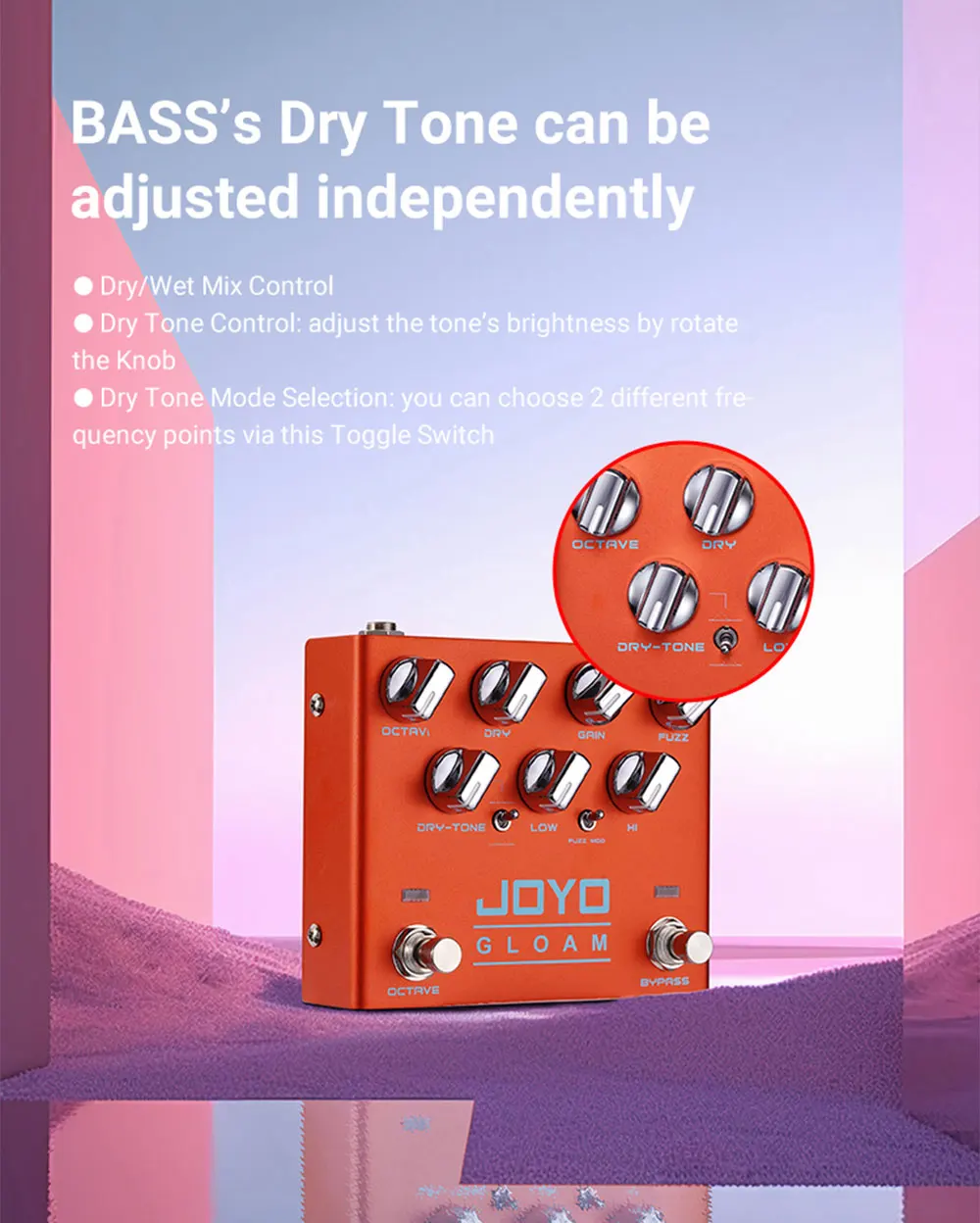 R-29 GLOAM Octave Fuzz Effect Pedal High Gain Bass Guitar Pedal with Independent