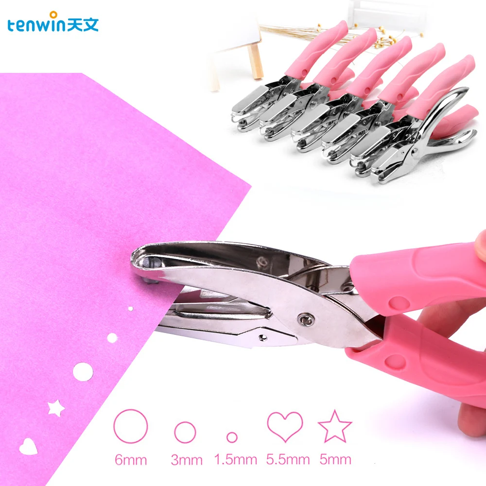 Tenwin School Office Metal Single Hole Puncher Hand Paper Punch Single Hole  Love Star Puncher Scrapbooking Punches Materials