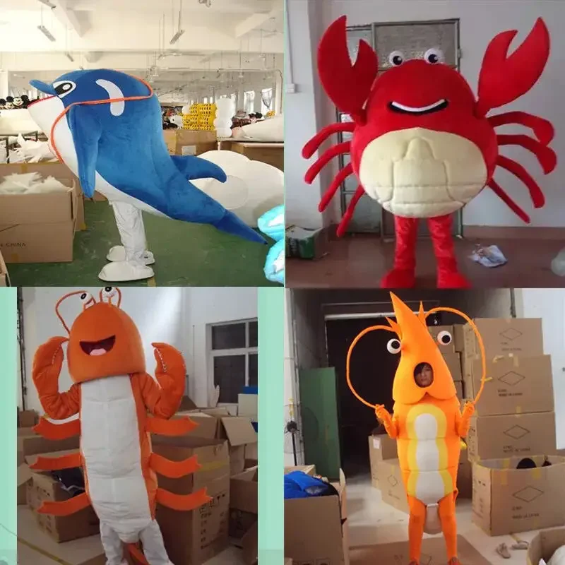 

Морской Краб, Омар, креветка, осьминог, дельфин, рыба, мультяшная фигурка, костюм ходящего человека, в кукле, муппи