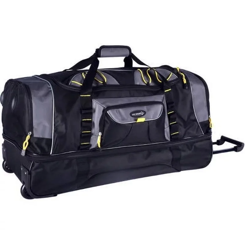 

30" 2-Section Drop-Bottom Rolling Duffel Travel Luggage