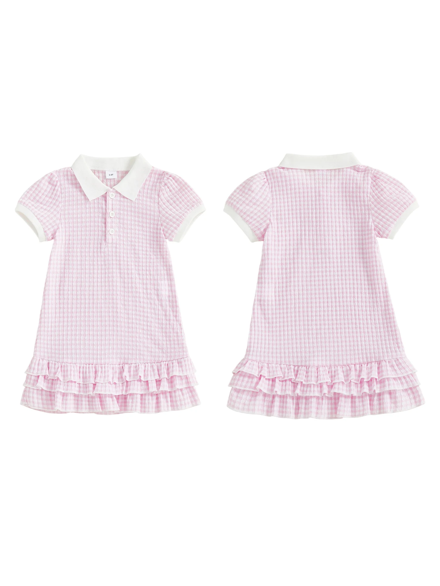 Adorable Baby Girl Plaid Dress with Peter Pan Collar and Ruffled Hemline Perfect for Warm Weather Outings and Parties