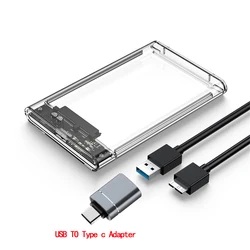 Ultra-Fast USB 3.0 2.5-inch SATA SSD Hard Drive Enclosure with Mobile External Housing (USB 3.0 to type c)