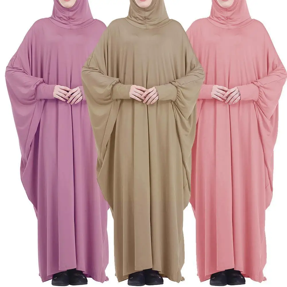 Ramadan Muslim One Piece Prayer Hijab Dress Garment Women Jilbab Jilbab Hooded Abaya Islam Dubai Cover Niqab Modest Robe Fu V9z0
