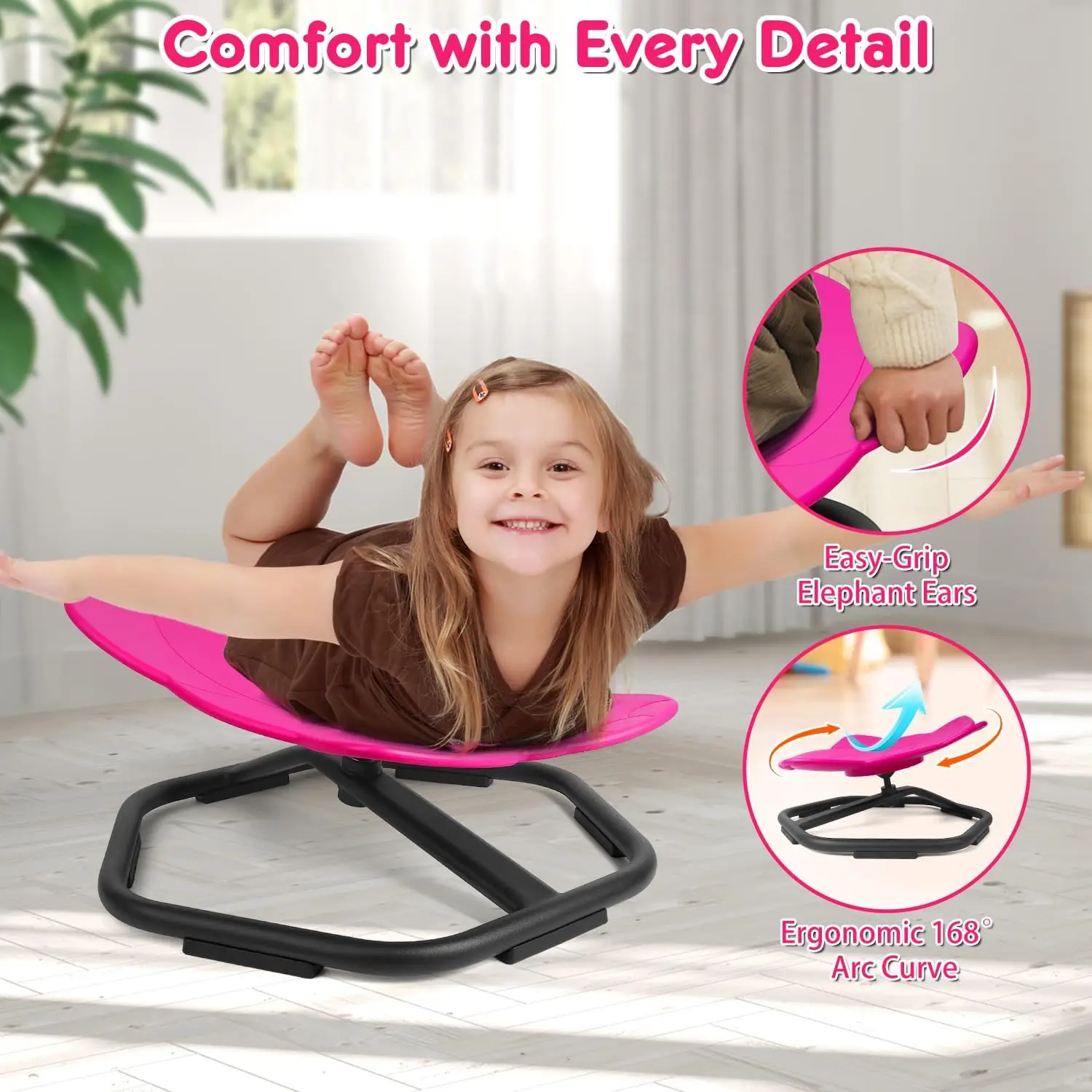 Drehbarer Outdoor-Stuhl, 360°-Drehspielzeug für Kinder, Schaukelsitz, sensorisches Gleichgewicht, lustiger Stuhl, Linderung von Reiseübelkeit, Spielzeug für Jungen und Mädchen_voghion.com