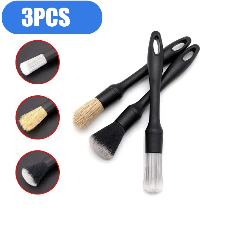 

3PCS Box Car Wash Brush Kit Extended Removable Air Outlet Brushes Car Cleaning Tools Dashboard Rim Brush Head Car Wash Tool Set