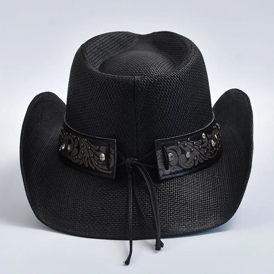 Vintage Straw Cowboy Hat for Men's Women's Summer Beach Sun Hat Gentleman Lady Cowgirl Jazz Sombrero Hombre