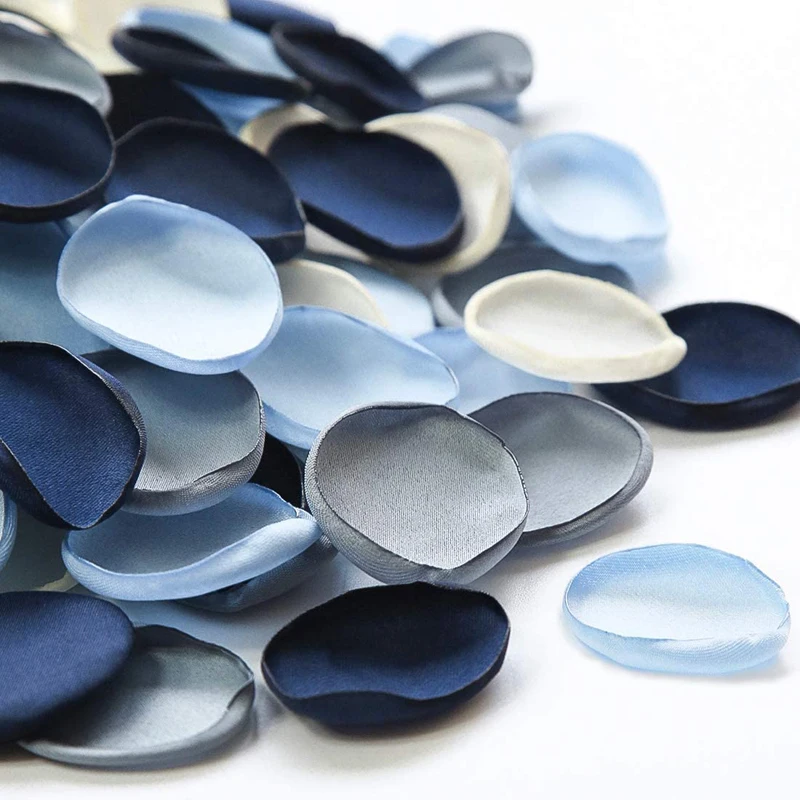 Silk Rose Petals Dusty Blue Navy Flower Petals for Wedding Flower Girl Basket Aisle Scatter Dinner Table Home Decoration 100pcs