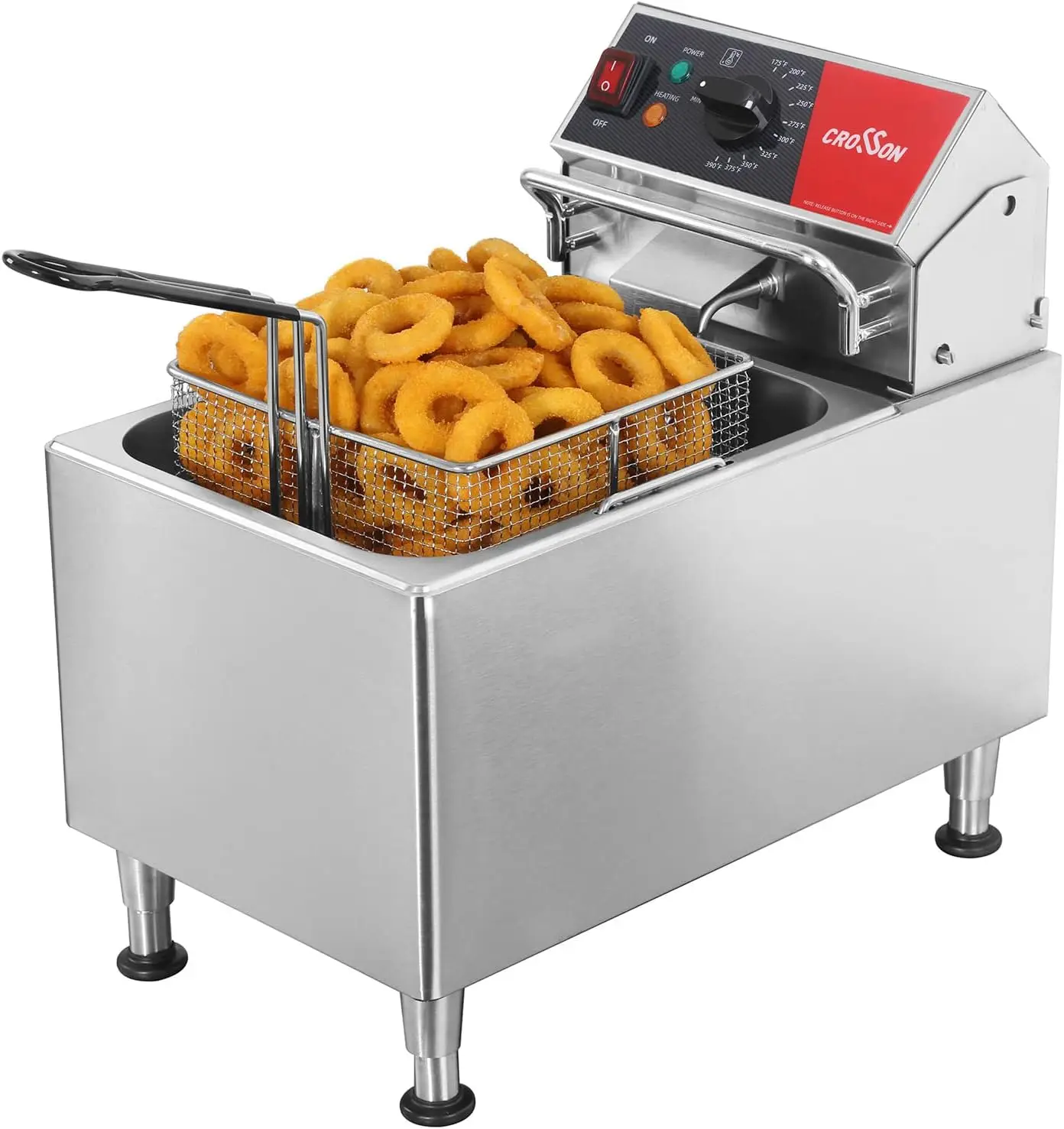

Deep Fryer ETL Listed with No-Assembling-Needed Solid Basket,Lid and Height Adjustable Leg for Restaurant Use,240V/3300W Commerc
