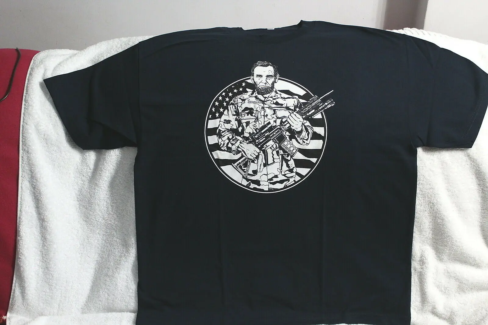 Abraham Lincoln American Flag Soldier Military Gun President T-Shirt Da Uomo 100% Cotone Casual T-Shirt Allentate Top Size S-3Xl